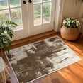 thumbnail image 3 of Softlife Modern Abstract Contemporary Faux Wool Area Rug, 2' x 3', Brown, 3 of 9