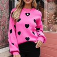 thumbnail image 4 of Pulls Imprimés pour Femmes! Fadeal Pull à Capuche Tricoté Col Rond Amour de la Saint-Valentin pour Femmes Rose Vif TG, 4 of 4