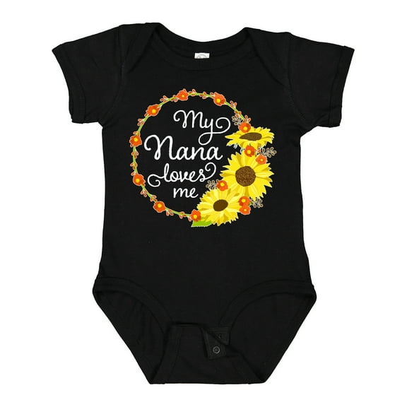Inktastic My Nana Loves Me with Sunflower Wreath Boys or Girls Baby Bodysuit