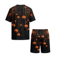 thumbnail image 5 of Dwelliawo Men's Short Sleeve Pajama Set Summer Pjs Set 2 Piece Loungewear Sleepwear with Pockets Orange L, 5 of 6
