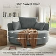 thumbnail image 4 of 360° Swivel Chair Accent Barrel Chair Swivel Round Sofa Chair with 3 Removable Pillows for Living Room, Bedroom, Office and Hotel, Grey, 4 of 19