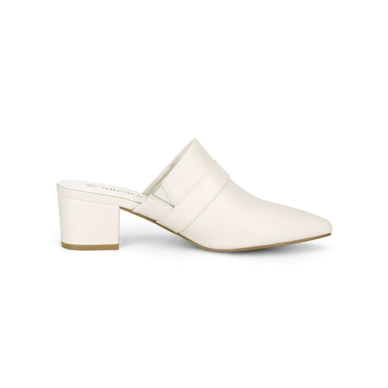 Unique Bargains Women s Pointed Toe Chunky Heel Mules Shoes