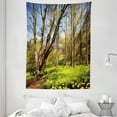 thumbnail image 1 of Nature Tapestry, Spring Forest Flower Field and Trees Dreamy Eco in Sunny Open Sky Landscape, Wall Hanging for Bedroom Living Room Dorm Decor, 60W X 80L Inches, Yellow Blue Brown, by Ambesonne, 1 of 2