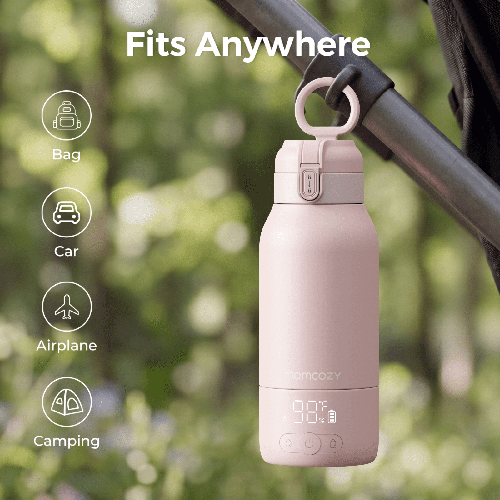 Momcozy Portable Water Warmer & Bottle Warmer MW05, Light Pink
