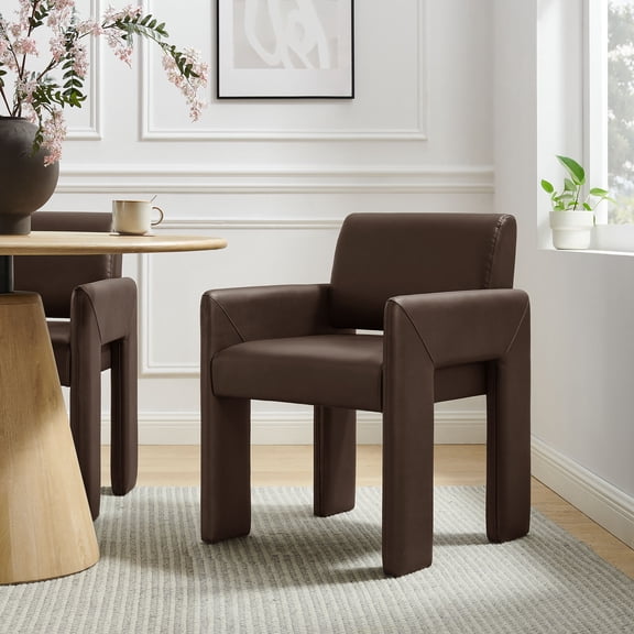 Daven Vegan Leather Dining Armchair in Espresso