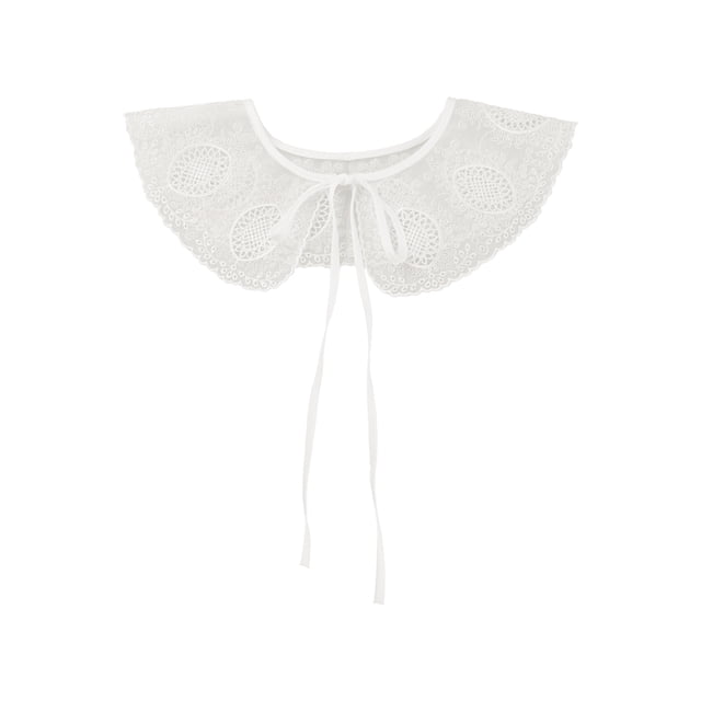 INSPIRE CHIC Detachable False Collar, Embroidery Mini Cape Neck Ruff Dickey Fake Collar for Blouse White-9
