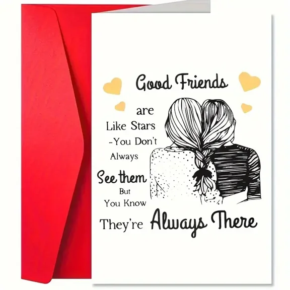 Good Friends Greeting Card – 'Like Stars' Inspirational Design – Envelope Included, Blank Inside – Perfect for Birthday, Friendship, Appreciation