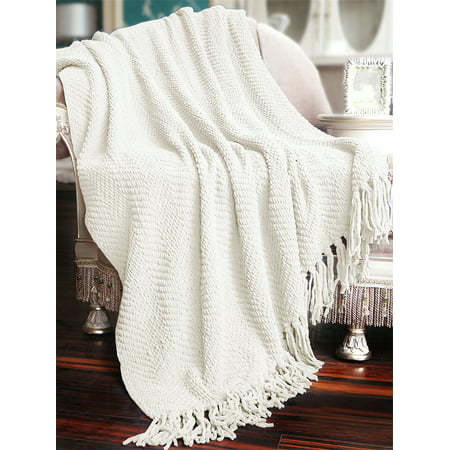 Home Soft Things Tweed Throw - Antique White - 50  x 60