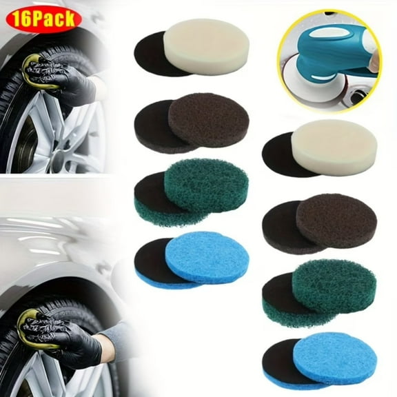 16pcs Electric Cleaning Brush Pad Set 4 Foam Pads 4 Kitchen Mats 4 Performance Pads 4 Microfibre Pads fit for Dremel Versa Cleaning Brush