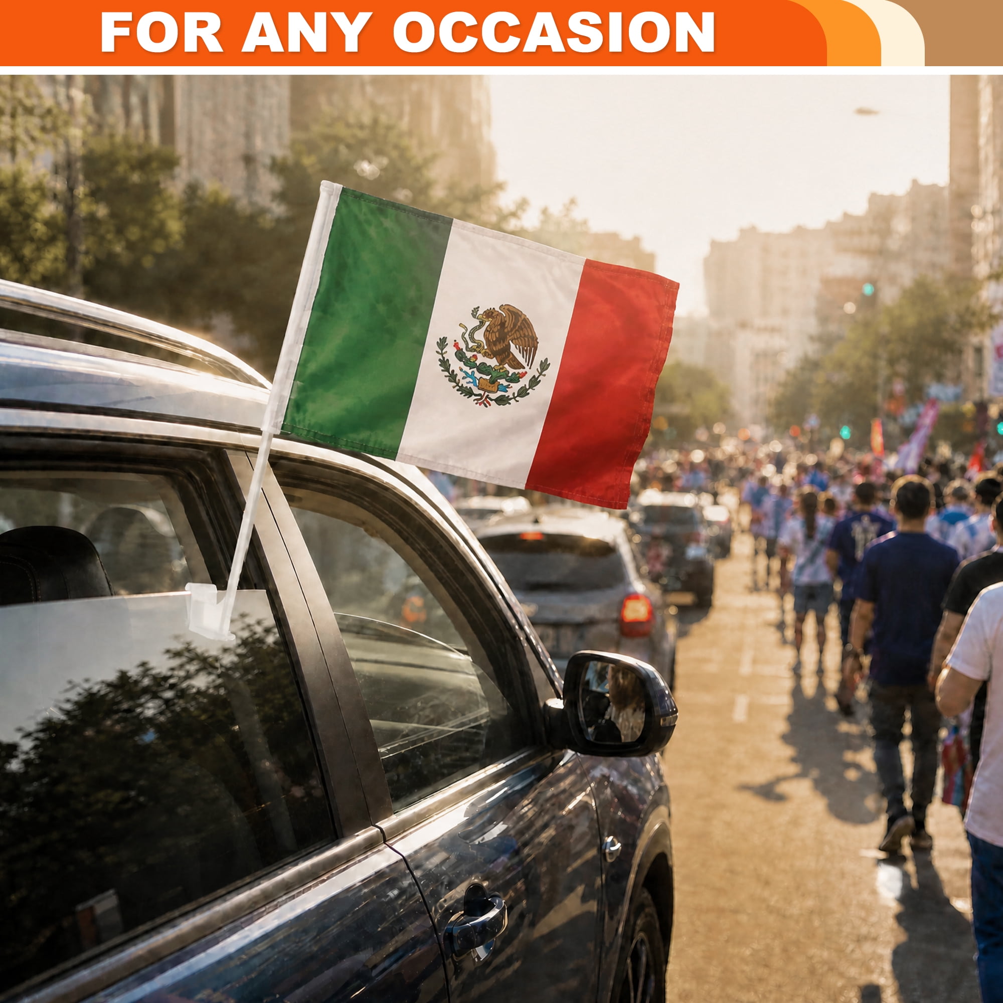 Unique Bargains 2Pcs Mexican Flag Heavy Duty 2-Ply Polyester 17.5" Sturdy Pole