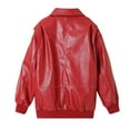 thumbnail image 6 of Jacket for Women Trendy Red Faux Leather Bomber Zip Up Biker Motorcycle Windproof Waterproof Trendy Clothes, 6 of 9