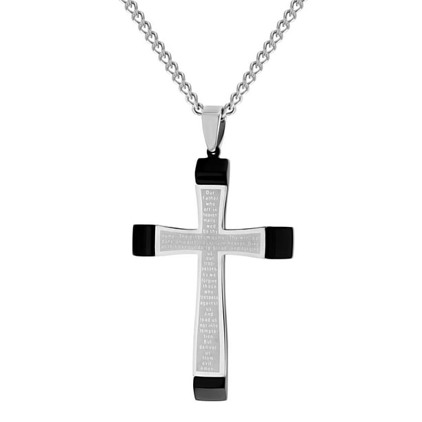 Brilliance Fine Jewelry - Men's Stainless Steel The Lord's Prayer Cross ...