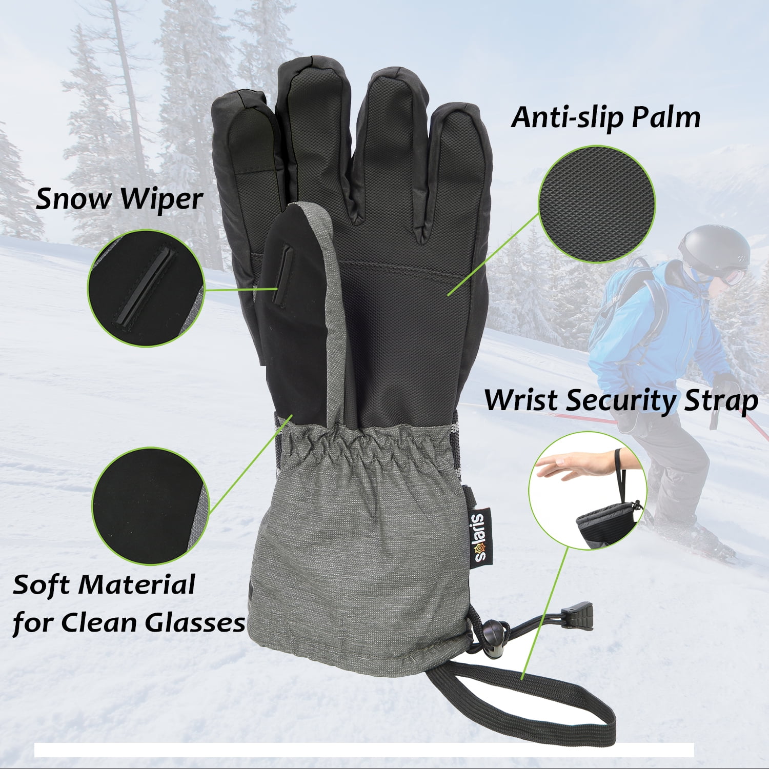 Ski Gloves 3M Waterproof Insulated Winter Snow Mittens Gloves for Women & Men Winter Sports