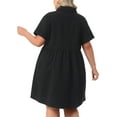 thumbnail image 4 of DARING DIVA Stylish Plus Size Denim Babydoll Pockets Dress 2X Black, 4 of 6