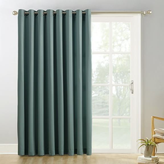 Sun Zero Conrad Extra-Wide Blackout Sliding Patio Door Curtain Panel, 100"X84", Mineral