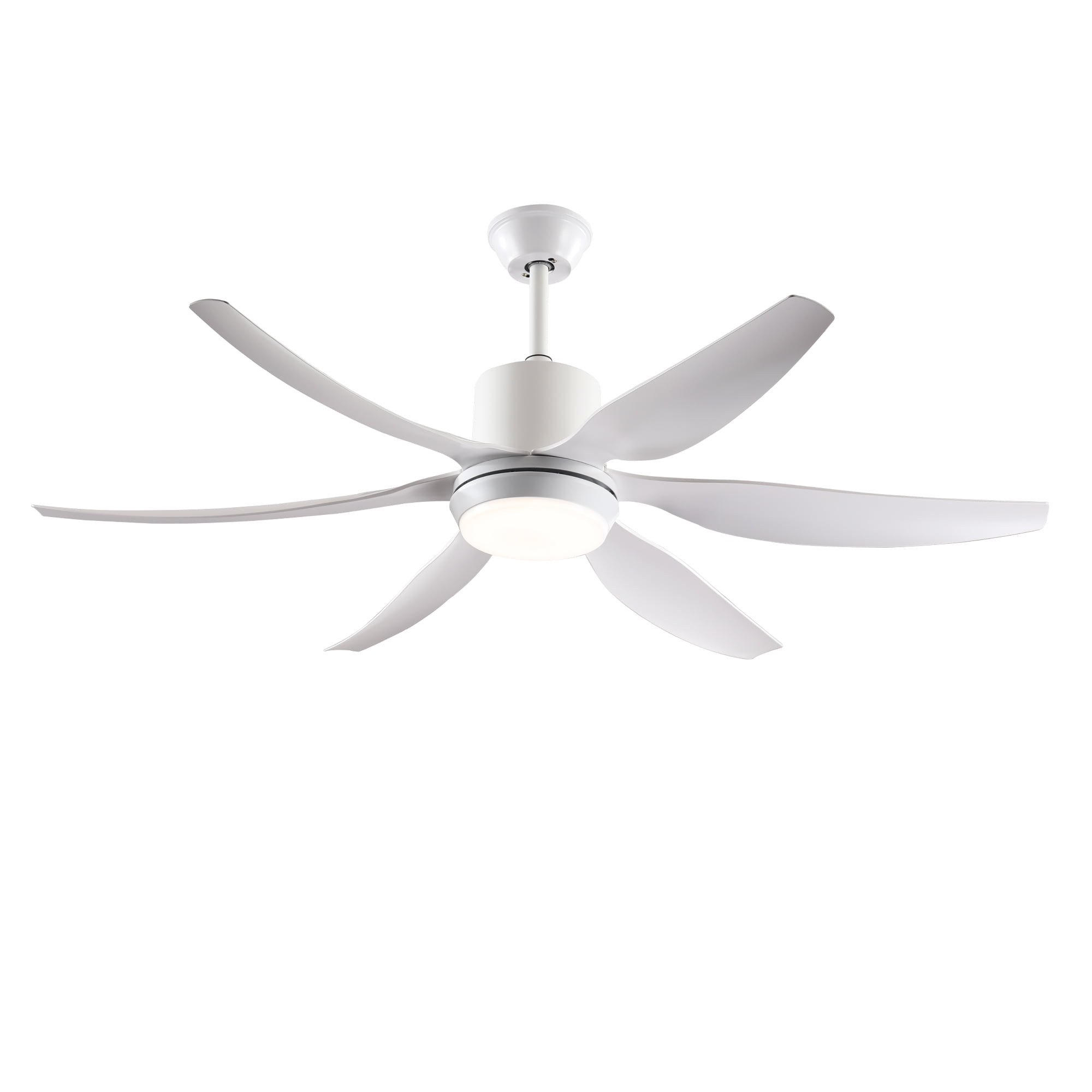 Eowynic 56-Inch Modern Ceiling Fans with Lights, Remote Control, DC Motor, 6-Blade, 6-Speed, Dimmable Led, White