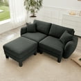 thumbnail image 3 of Newest Boucle Fabric Sectional 2-seater Loveseat Sofa Couch,Distinctive Shell-shaped Armrests,Removable Ottoman,Cylindrical Legs Wrapped,Self-fabric,Dark Grey Color, 3 of 17
