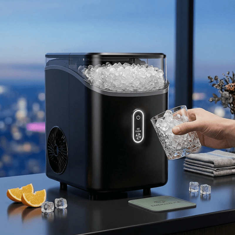 Countertop Nugget Ice Maker with Soft Chewable Pebble Ice, One-Touch Operation, Self-Cleaning Ice Machine, 33 lbs/24H for Home, Kitchen, and Office