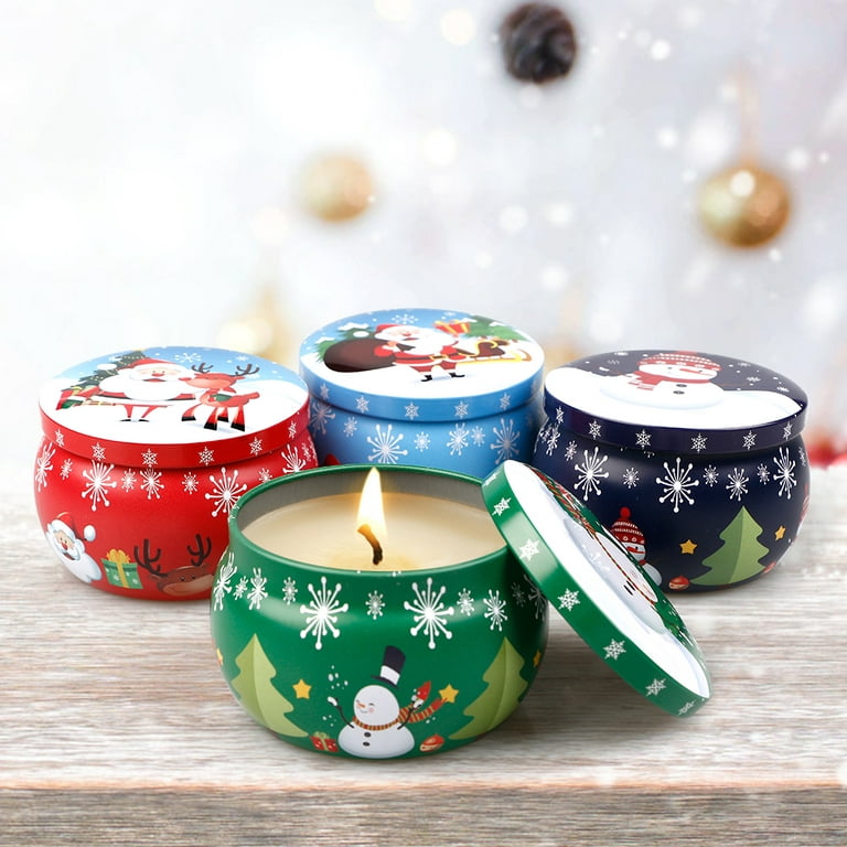 Round Nesting Tins With Holiday Print Designs Bundle of 4 or 6 Round Metal  Tins with Lids for Candles,Cookies, Candy, Food Presents - 3*2 in/ 2*3 in 