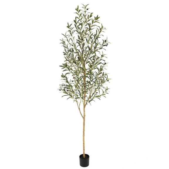 RosyHaven 7ft Realistic Faux Olive Tree, 84"Artificial Olive Tree with Real Trunks, Lifelike Leaves and Fruits for Indoor Outdoor Home Office Store Corner Decor.