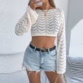thumbnail image 6 of Ltctricy Sweaters for Women Casual Long Sleeve Hollow out Boat Neck Crochet Knit Crop Tops Loose Pullover Sweaters(Beige,X-Large), 6 of 6