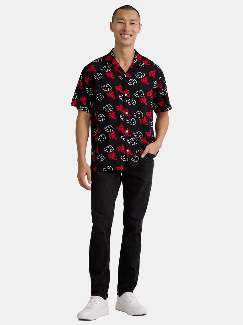 naruto dress shirt Naruto Men's and Big Men's Button Front Resort Shirt with Short Sleeves,  Sizes S-3XL