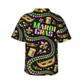thumbnail image 3 of Balery Mardi Gras3 Print Men's Hawaiian Shirts Short Sleeve Beach Shirt Relaxed Fit Vacation Button Down Shirts-XX-Large, 3 of 9