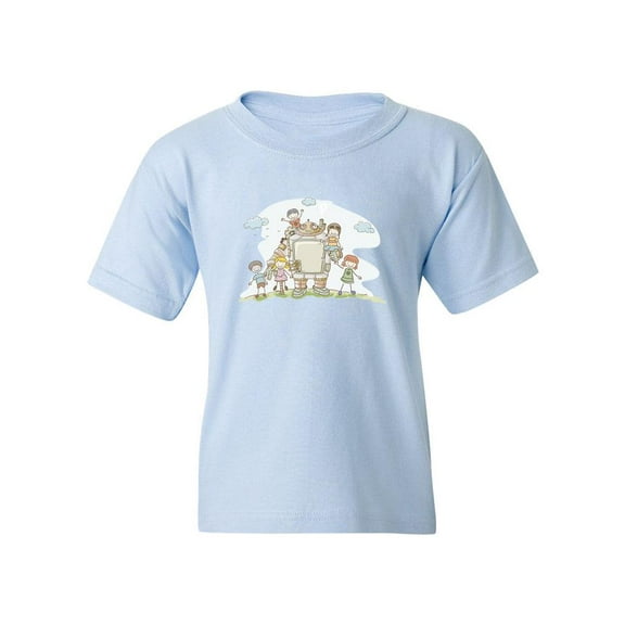 Kids Playing With A Robot T-Shirt Juniors -Image by Shutterstock,  Medium