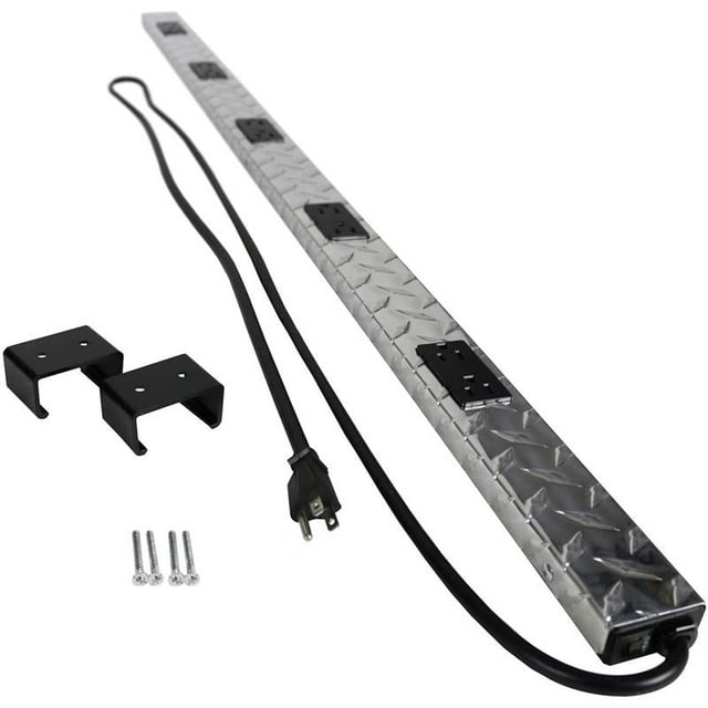Power Strip Legrand Plugmold Tough, 10 enchufes, 6 pies, color plateado