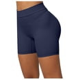 thumbnail image 3 of Penkiiy Yoga Shorts for Womens Women's Solid Back Waist Deep V-shaped Sports Fitness Running Yoga Shorts Navy Yoga Leggings for Women, 3 of 5