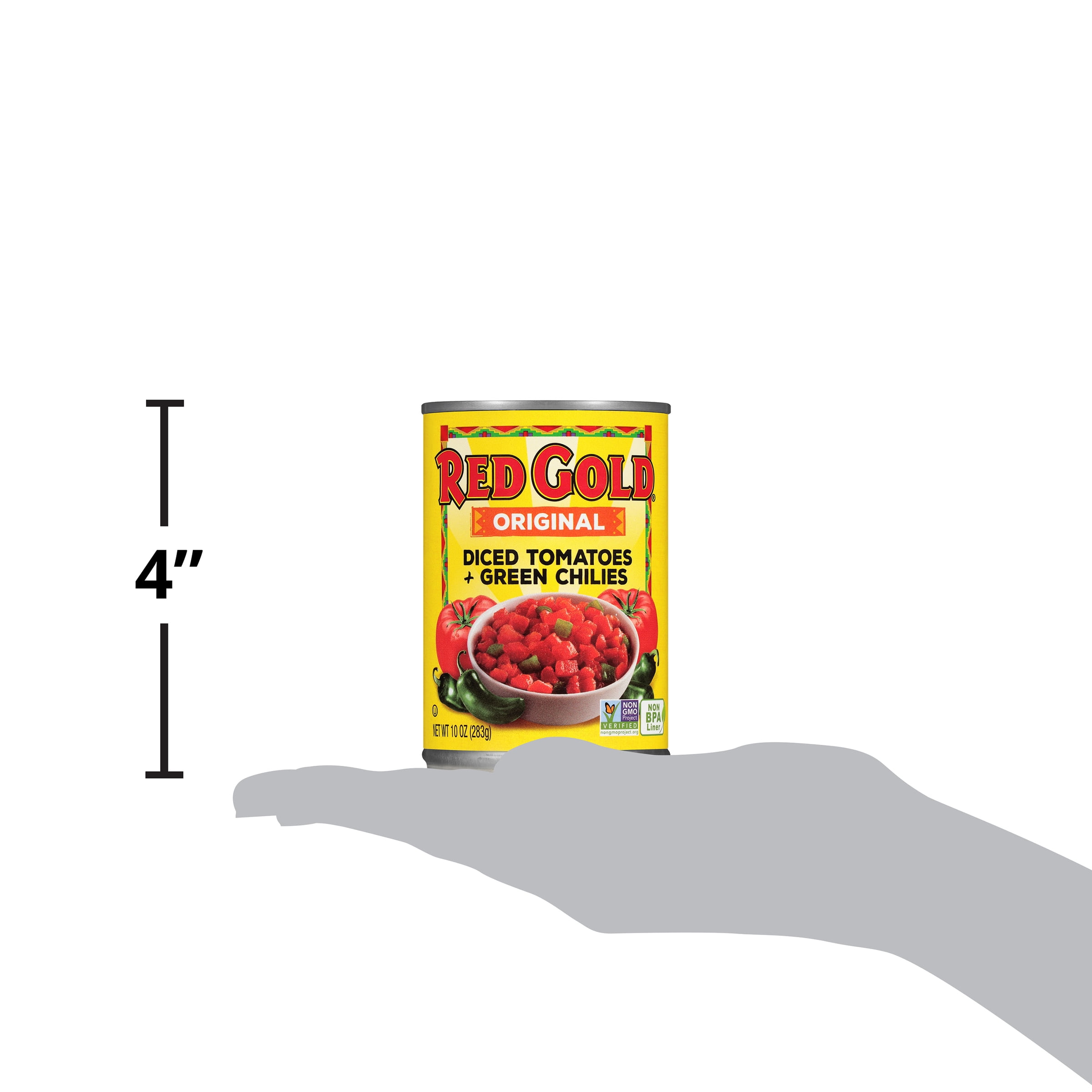 (6 pack) Red Gold Original Diced Tomatoes with Green Chilies, 10 oz Can