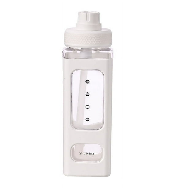 Botella de agua Kawaii con pajita y pegatina, sin fugas, botellas de agua grandes y lindas con osito Kawaii, botella de agua cuadrada portátil de plástico deportivo para niños y niñas, útiles escolares Rojo Verde