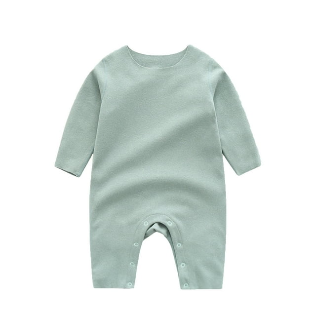 tarylea Infant Baby Clothes Crew Neck Long Sleeve Rompers Solid Color Button Outfits Casual Comfy Winter Warm Jumpsuits for 3 Months-3 Years