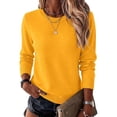 thumbnail image 2 of Leidass Womens Basic Crew Neck Sweater Long Sleeve Regular Fit Solid Knit Pullover For Fall Winter Yellow M, 2 of 3