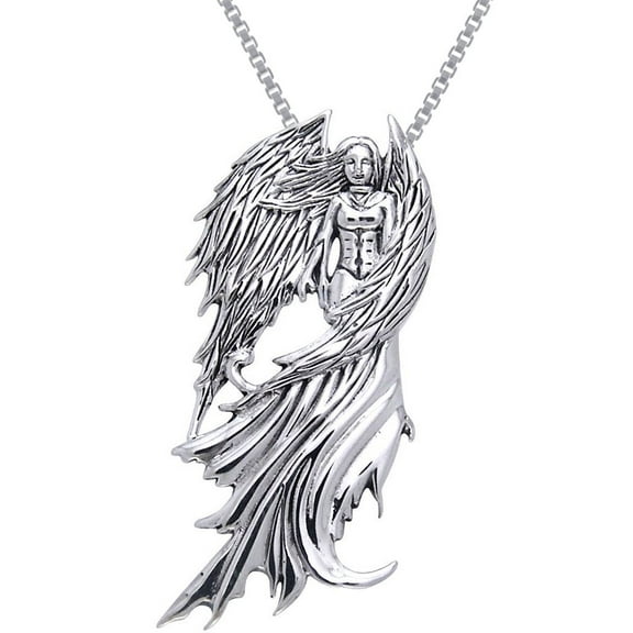 Jewelry Trends Sterling Silver Winged Fairy Pendant on 18 Inch Box Chain Necklace Artist Amy Brown