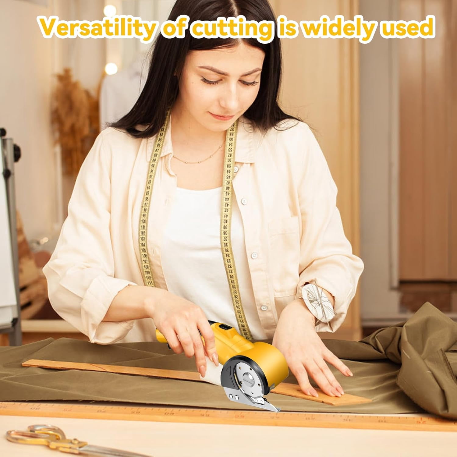 Electric Scissors, Cardboard Cutter, with LED Light, High-Efficiency Brushless Motor, Alloys Blade, suitable for Cloth, Cardboard, Leather, Carpet