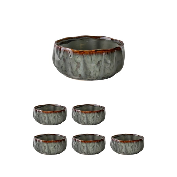 Serene Spaces Living 6.5" Emberstone Ceramic Bowl, Pack of 6