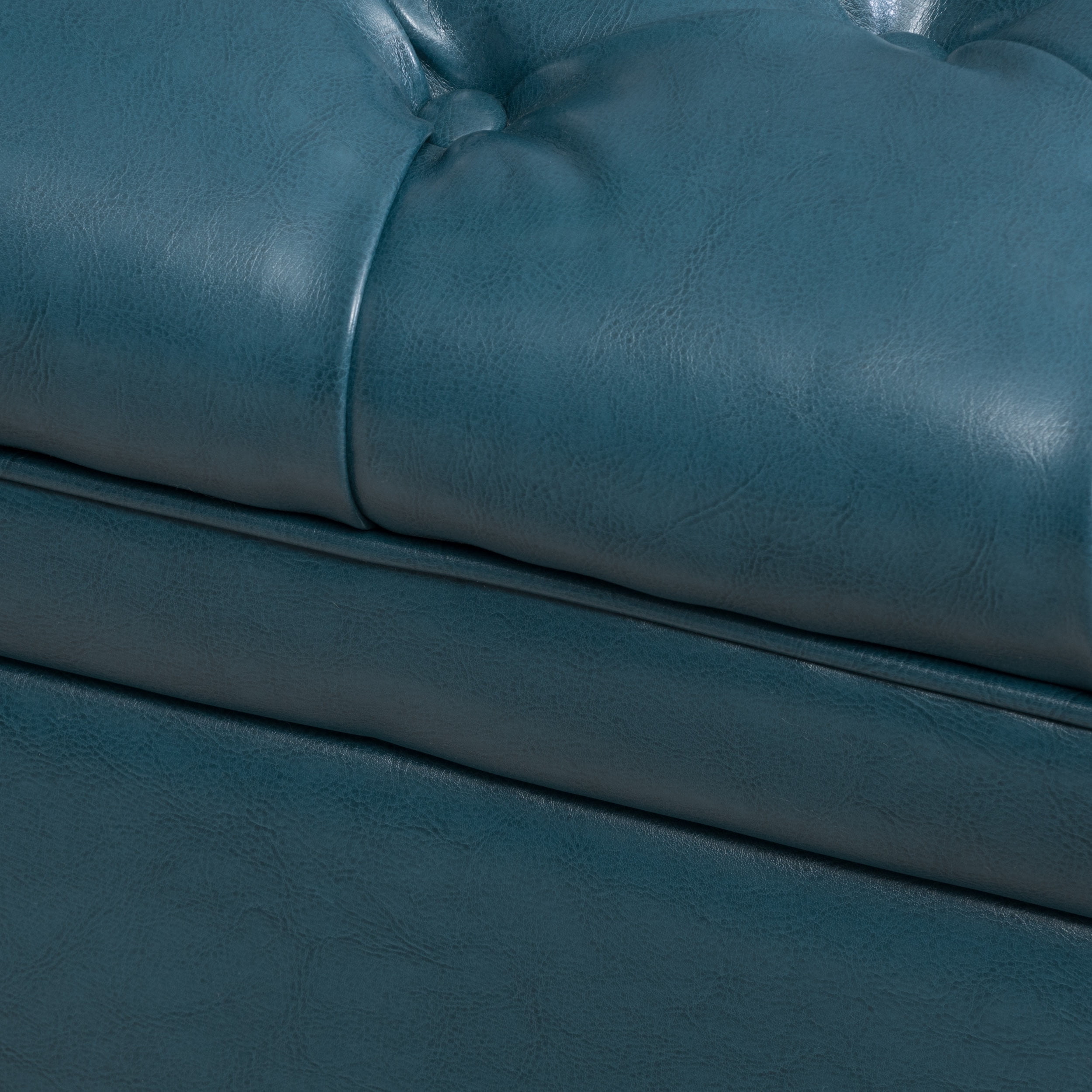 Noble House Barton Tufted Faux Leather Storage Ottoman, Teal