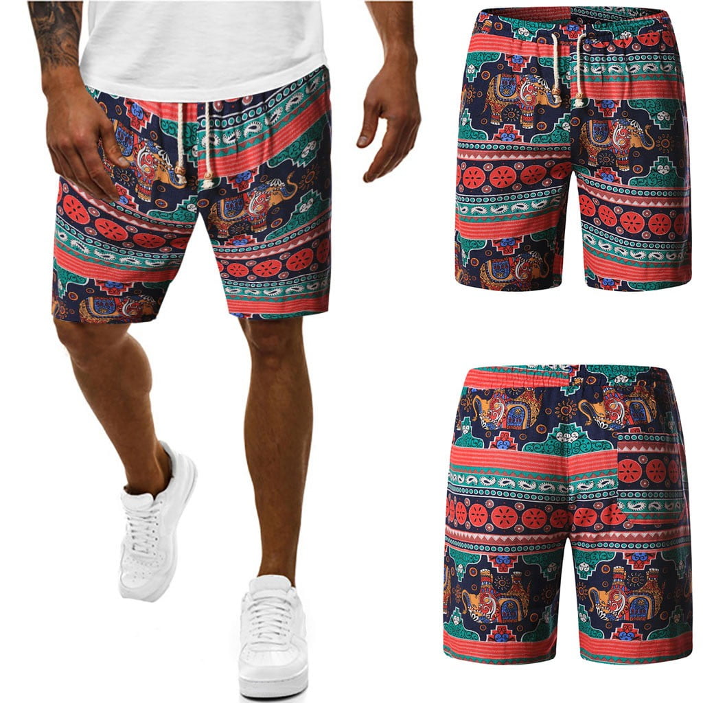 Coolred-Men Relaxed-Fit Tribal Harem Print Linen Over Sized Swim Shorts Trunks Coolred-Men Relaxed-Fit Tribal Harem Print Linen Over Sized Swim Shorts Trunks