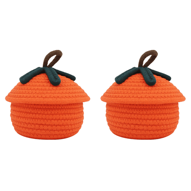 Cesta Calabaza Tejida Halloween Con Tapa para Aperitivos (S)