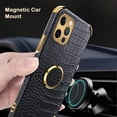 thumbnail image 5 of Compatible with iPhone 11 Pro Max Ring Holder Case Luxury Crocodile Cover Gold Edge 360 Degree Rotation Stand for Women Girls Slim Leather Snake Lizard Skin Protective Cover case,6.5inch-Black, 5 of 9