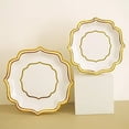 thumbnail image 3 of Balsa Circle White Gold 25 Disposable 10" Dinner Salad Paper Plates Metallic Scalloped Trim Party Decorations, 3 of 8