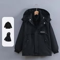 thumbnail image 2 of Afuyipoi Girls Hooded Jacket Fleece Lined Waterproof Windbreaker Winter Warm Size 3-15 Black Size 10, 2 of 8