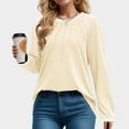 thumbnail image 2 of Youyipin Long Sleeve Shirts for Women Women's 2024 Fall Long Sleeve Tops Pleated Crew Neck Color Block Casual Loose Tee Shirts, 2 of 4