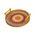 thumbnail image 1 of Hand-woven exquisite round tray for storing and displaying bread and fruits, 1 of 5