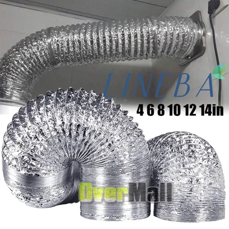 4 6 8 10 12 14 Flexible Aluminum Ducting Hose 8 25 Ft Exhaust Duct Air Vent Fan