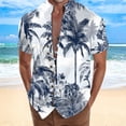 thumbnail image 3 of Playeras Camisa de vacaciones en la playa Camisa de cuello con botones en los puños para hombre (Blue, XXL), 3 of 4