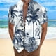 thumbnail image 3 of Playeras Camisa de vacaciones en la playa Camisa de cuello con botones en los puños para hombre (Blue, L), 3 of 4