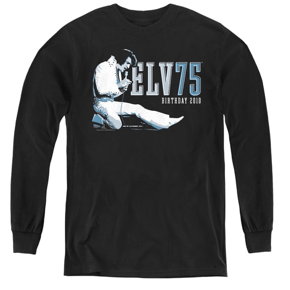 Elvis Presley Elv 75 Logo Youth Long Sleeve T-Shirt Black