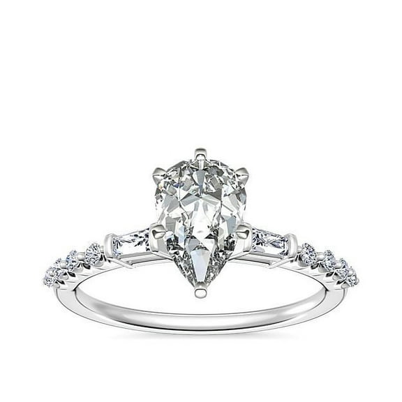 Diamond-Capitals 2.30 Ct Excellent Pear Cut IGI Certified Lab Grown Diamond (E/VVS2) Solitiare Wedding Ring for Women Solid 18K White Gold Size 3